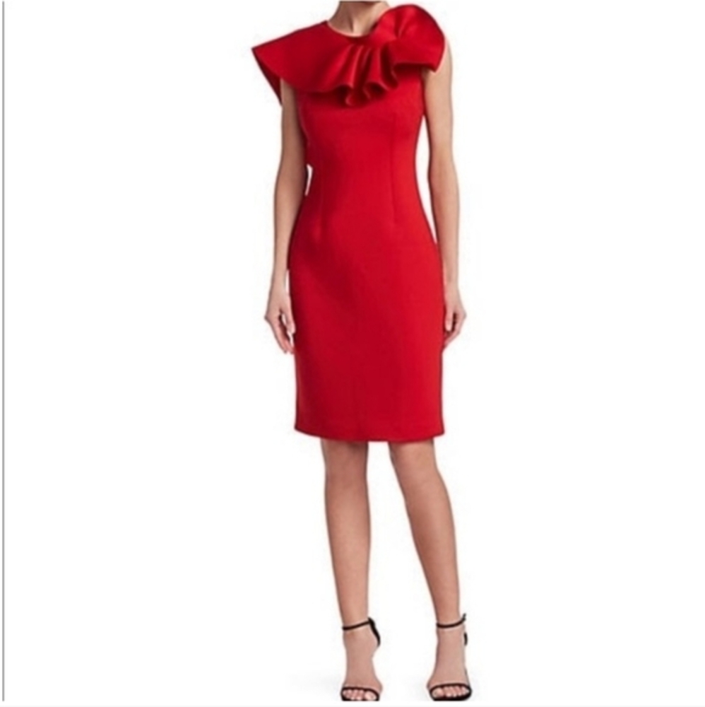 NERO BY Jatin Varma Women's Ruffled Sheath Dress Red Size 2‎